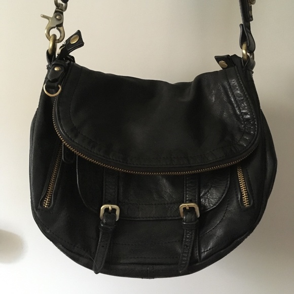 SABINA New York Black Leather Zip Flap Crossbody Bag - Picture 1 of 7